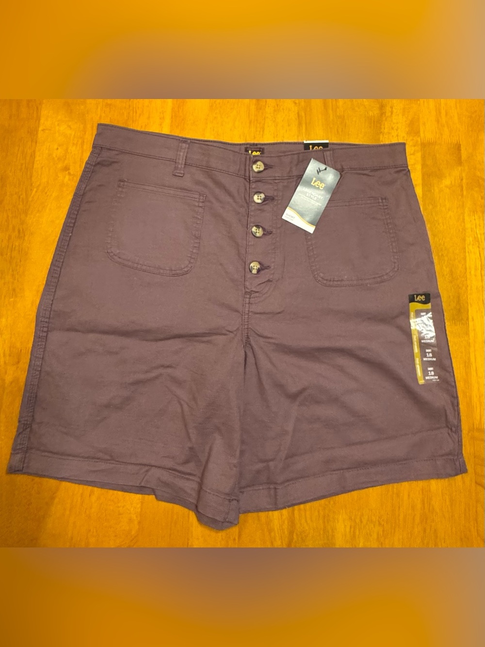 Lee Women's Purple High-Waist Button-Front Shorts